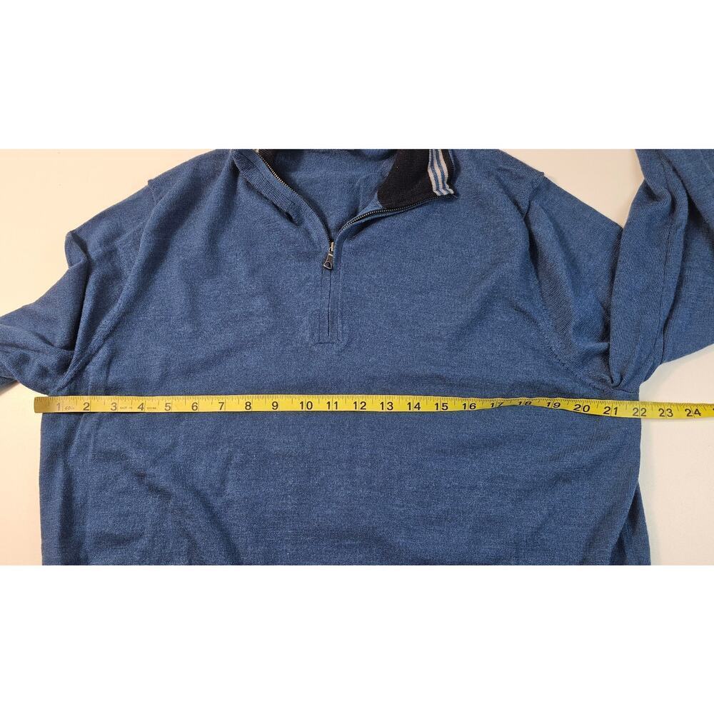 Brooks brothers blue 1/4 zip 100% merino wool EUC preppy casual warm winter XL - Picture 8 of 8